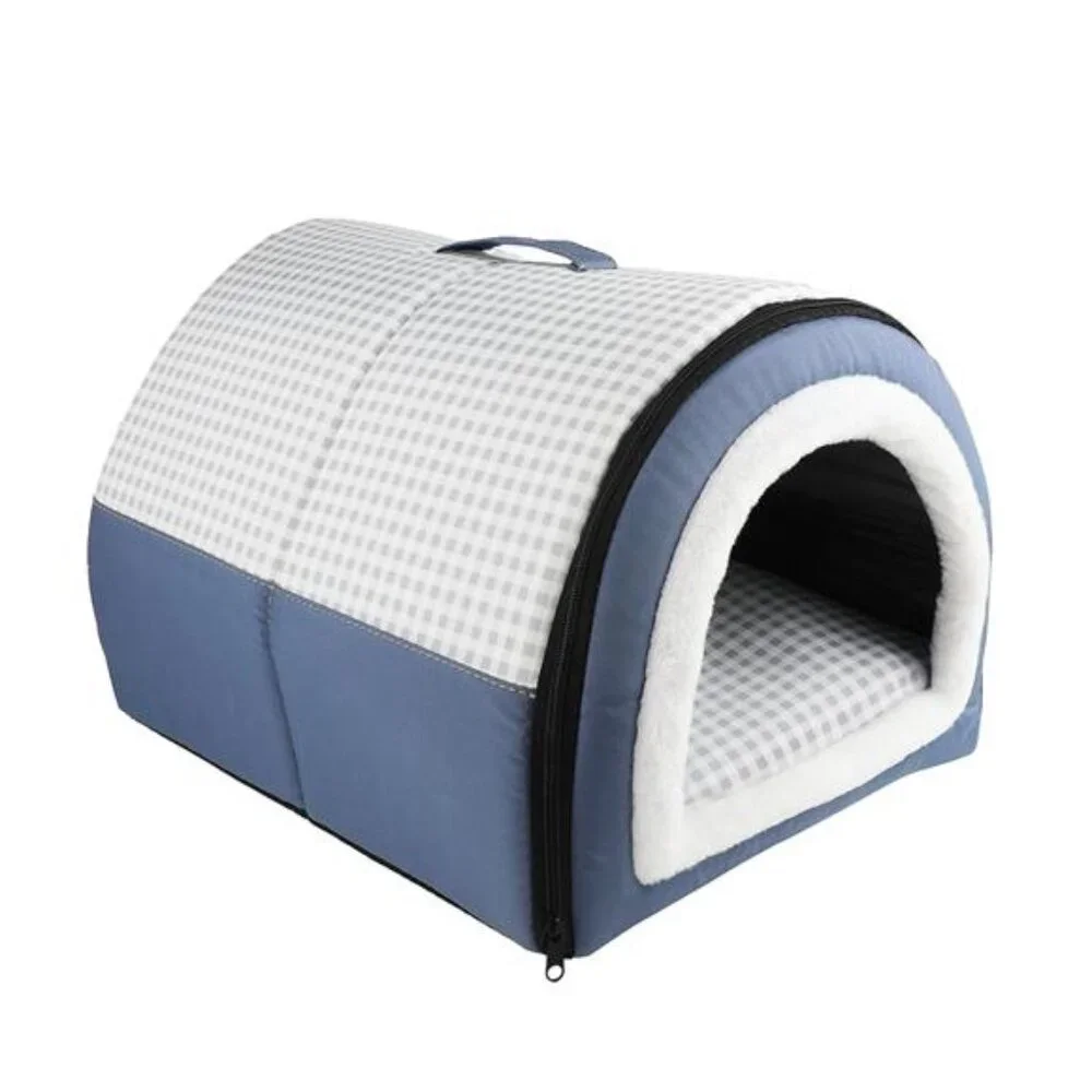 2-in-1 Dog & Cat Bed with Reversible Pillow Soft Warm Cozy Pet House 13.7inch